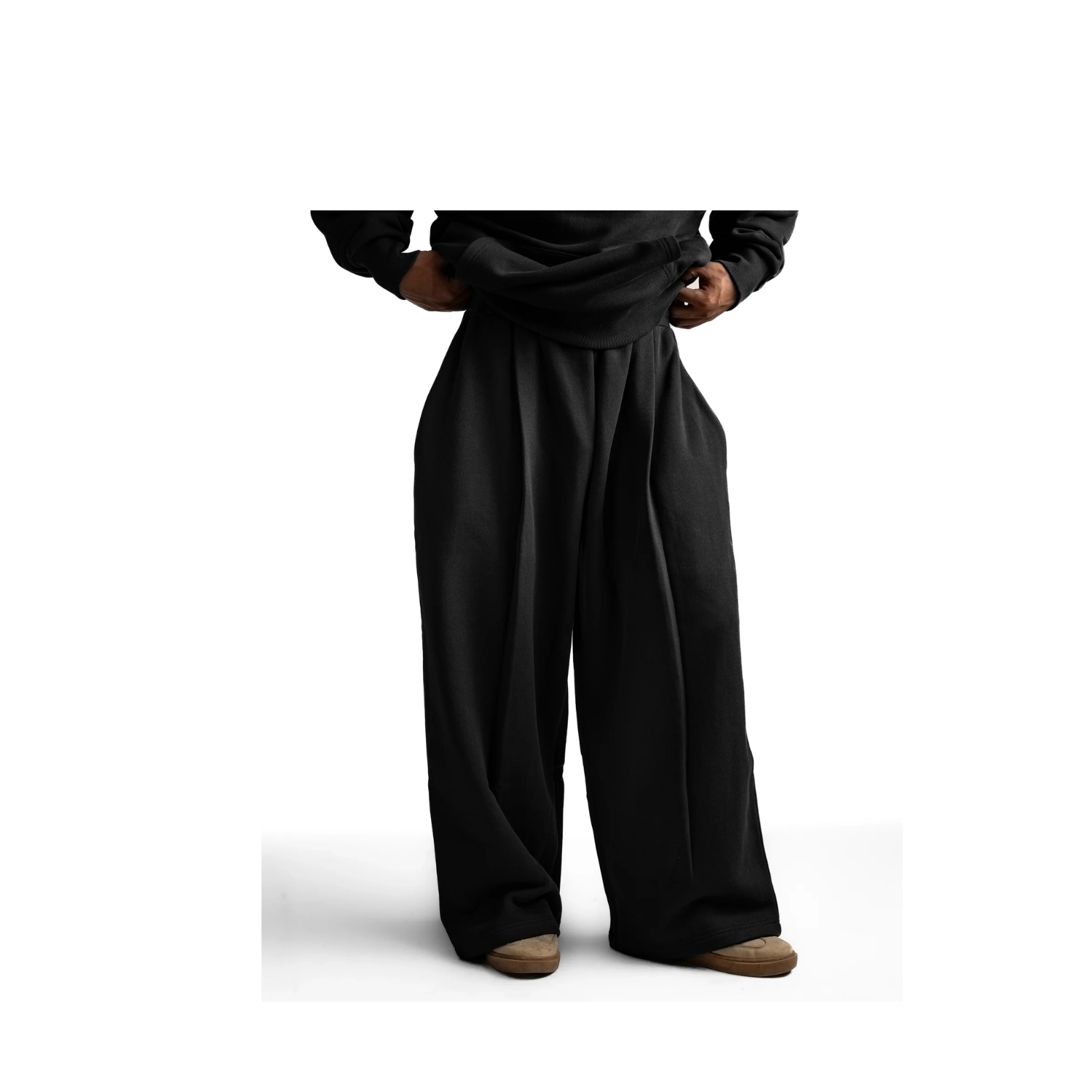 YHWH: Black Baggy Pleated Sweatpants